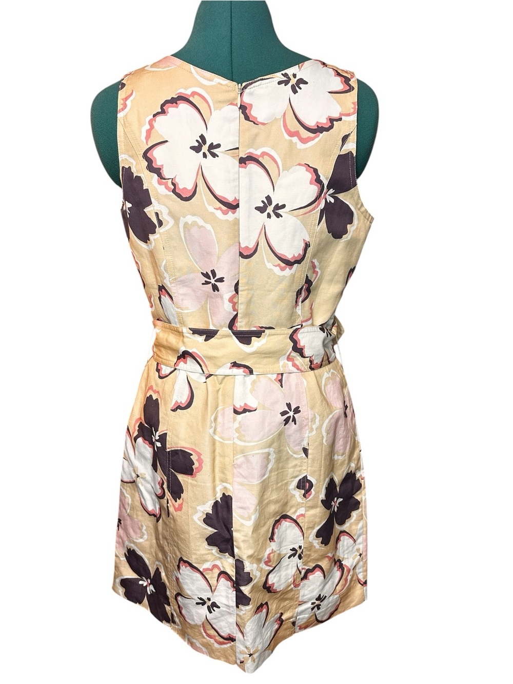 Tyler Boe Floral Jasmine Belted Dress Linen Blend Shift Small Y2K - Picture 4 of 14